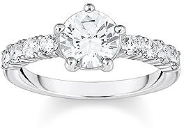 THOMAS SABO Solitärring mit weißen Steinen Silber 925 Sterlingsilber