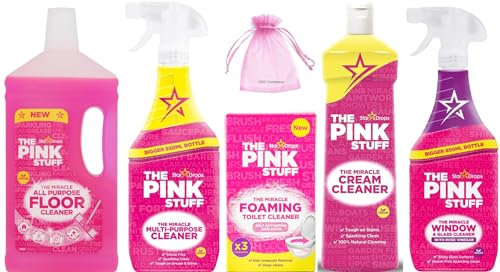 Household Cleaning Bundle: Floor Cleaner, Multipurpose Sprays, Toilet Foaming,Cream Cleaner,Disinfectant Cleaner, and 5 Essential Cleaning Tools for a Thorough and Efficient Clean