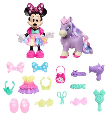 Disney Junior Minnie Mouse Groom & Glam Pony Set, Poseable 21-piece Doll and Accessories Set, Kids Toys for Ages 3 Up by Just Play