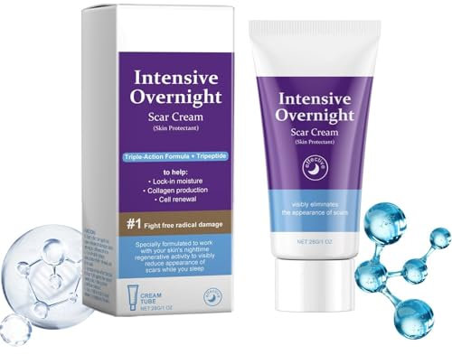 Intensive Overnight Scar Removal Cream - Scar Removal for Acne - Scar Healing Cream - Scar Cream for Face, C-Sections, Burns, Scalds, Acne, New and Old Scars - Natural Scar Gel Burn Scar Removal
