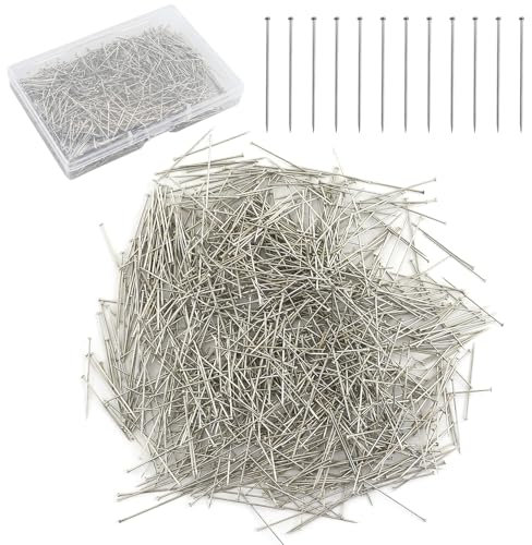 1100 Stück Stecknadeln ohne Kopf, Edelstahl Stecknadeln in Box, Stecknadeln mit flachem Kopf, Wiederverwendbare Satin Kopf Kopfnadeln, Stecknadeln Nähen für Schmuckherstellung Nähen Handarbeiten
