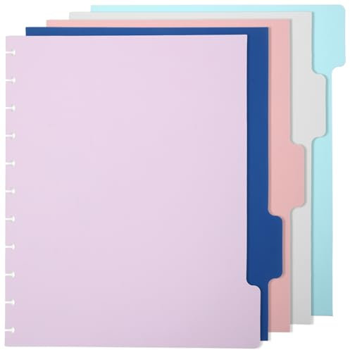 Jeffdad 5 Stück Trennblätter für Ordner A4, Abnehmbar Kunststoff Ordner Trennblätter Ordner Register Seitentrenner Notizbuch Trennblätter Ringbuchregister für Ringbuch Planer Notizbuch