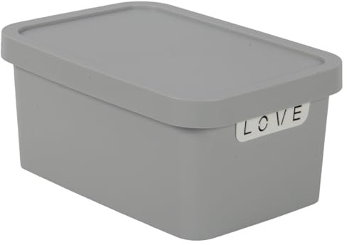 Jolie Max Plastic Storage Box with Lid, Stackable & Space-Saving 7.5L, Solid Matte Colour, Decorative Design, Durable Organizer for Home, Office, Bedroom, Kitchen – 31.5 x 21.5 x 14.5 cm (GREY)