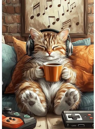 MAXBYE 5D Diamond Painting Kits für Erwachsene Süße Katze, DlY Diamond Art Vollbohrerbild Diamant Kunst Set Kreuzstich Einfache Kits für Anfänger, Crystal Malerei Home Wand Dekor Gift 30x40cm