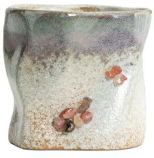 Taza de café retro con forma irregular de cerámica rugosa de 280 ml, taza de café sin asa, estilo 8