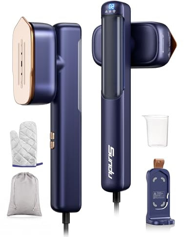 Sundu Clothes Steamer, Worldwide Voltage 110-240V, Handheld Clothes Steamer with LED Display, 2-in-1 Travel Iron with 2 Iron Temperatures, 4 Steam Modes, Steamer Clothing, Suitable for Travel and Home