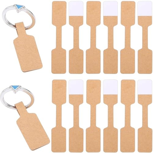 Jewelry Price Tags Stickers,200 pcs Small Self Adhesive Kraft Blank Label,Bracelet Tags for Pricing, Blank Label Stickers Jewelry for Necklace Earring Rings (Leather Color)