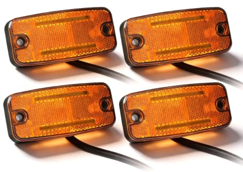 Qiping 4 Pcs Feux de Gabarit LED 12V/24V Orange avec Réflecteur, Feux de Position Latéraux pour Remorque, Voiture, Camion, Caravane, RV (Jaune/Ambre)