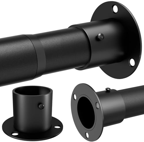 Barra para armario, barra de ropa resistente con enchufes finales, rieles ajustables para colgar ropa, armario y baño, 65-90 cm de diámetro, 32 mm, color negro