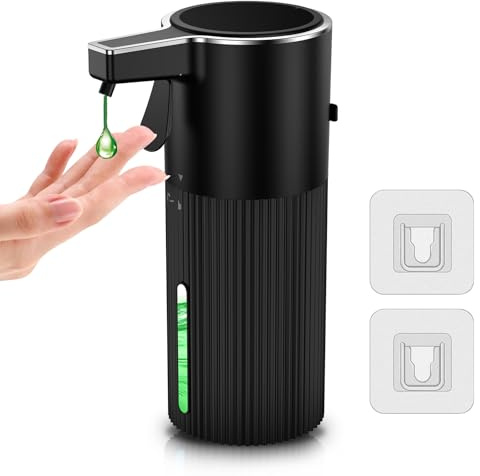 KKMOL 400 ml tvåldispenser svart, peksensor, elektrisk tvåldispenser, väggmontering och stativ, IPX5 vattentät, batteridriven, för badrum, kök och kontor (svart)