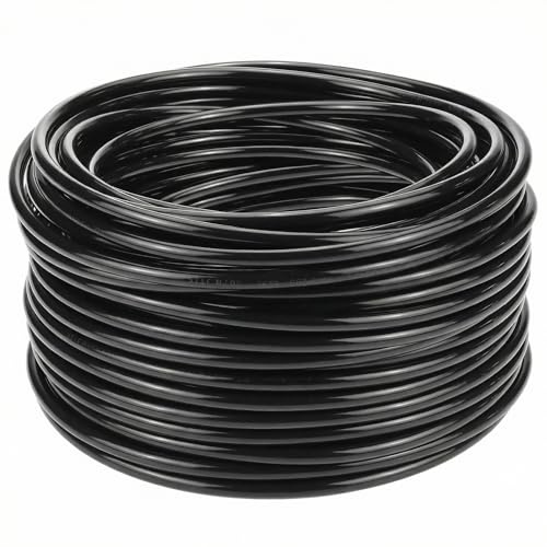 QWORK® Manguera de aire comprimido 25m, diámetro interior 6mm, manguera neumática industrial PU negra
