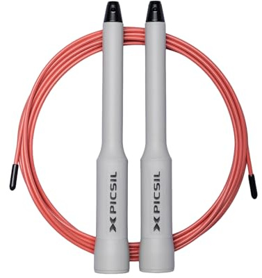 PICSIL Sphinx – Speed Rope Profesional de Alta Velocidad. Comba de Salto con Doble Rodamiento y Cable de Acero Ajustable para Atletas – Ideal para Saltos Dobles y Resistencia (White)