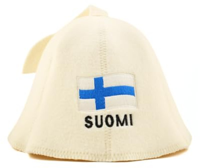 SAUNA GURU Naturlig bastuhatt Finland vit – 100 % ekologisk ullfilt bastuhatt för män och kvinnor för ryska Banya – skyddar huvudet från värme – e-bokguide ingår – broderad