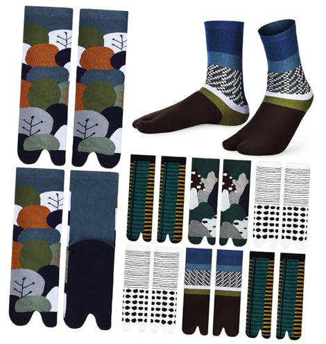 Toyvian 10 paires Lot Chaussettes Coton à Doigts Séparés Confortables et Respirantes Adaptées pour Chaussures Traditionnelles Japonaises et Sandales Unisexe