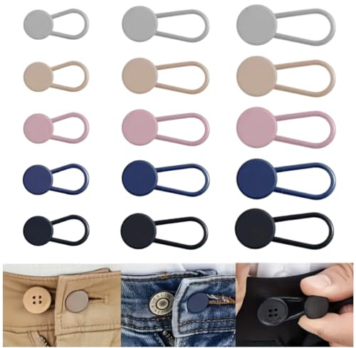 YAZWUR 15 estensioni per passanti della cintura regolabili, estensioni per pantaloni per jeans, estensioni per pantaloni premaman (3 misure)
