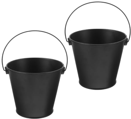 Cubos de Grasa para Parrilla al Aire Libre, 2 Piezas de Hierro Negro | Recoge Aceite y Grasa, Fácil de Limpiar, Mantiene la Parrilla Limpia, para Cocina Doméstica y Exterior