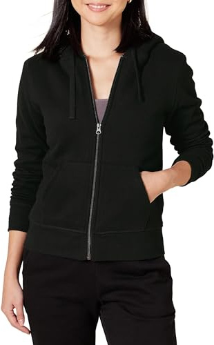 Amazon Essentials Women's Sherpa-Lined Fleece Full-zip Hooded Jacket, Black, XS