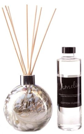Reed Diffuser Gift Set - Silver & White with Cotton Flower Fragrance
