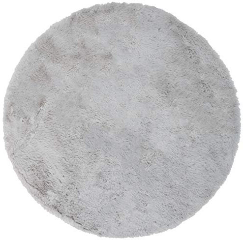 Brandsseller Alfombra de piel sintética, redonda, diámetro aprox. 90 cm, aspecto de piel de cordero, color gris