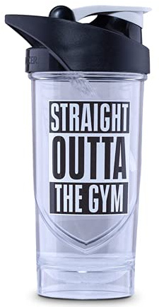 Shieldmixer Hero Pro Classic Shaker Straight Out Of The Gym - BPA-frei - Gym Zubehör - Eiweiss Shaker - Fitness Trinkflasche - Weiß - 700ml