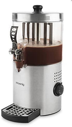 H.Koenig Dispensador de chocolate caliente Acero inoxidable SHK800, 1200W, Recipiente extraíble de 3L, Termotast ajustable, Mantener caliente, Sistema antigoteo, Apto para lavavajillas