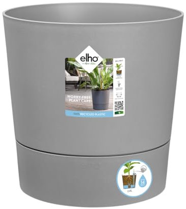 elho Greensense Aqua Care Rund 30 mit Integrierte Wasserspeicher - Blumentopf für Innen & Außen - 100% Recyceltem Plastik - Ø 29.5 x H 29.1 cm - Grau/Light Beton