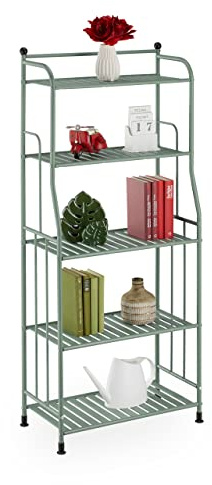 Relaxdays Standregal, Stahl, HxBxT: 133 x 56 x 28 cm, Regal Küche & Bad, 5 Gitterablagen, Metallregal stehend, Mint