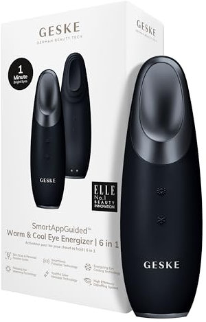 GESKE | Dispositivo energizzante effetto caldo e freddo SmartAppGuided™ | 6 in 1 | Dispositivo per massaggio oculare | Massaggiatore contro le occhiaie | Tratta borse e palpebre cadenti