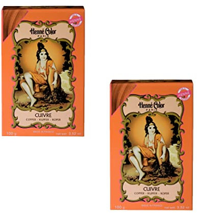 Copper Henne Color Henna Hair Dye Powder 2Pcs x 100g with Fenny's Creations Shower Cap