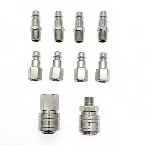 JZK 10x Euro accesorios aire comprimido acoplador liberación rápida macho hembra, conectores línea aire, accesorios compresor manguera línea aire 1/4 BSP acoplador aire y kit enchufe