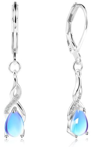 ALEXCRAFT Boucles d'oreilles Pendantes 925 Zircone Bleu Cadeau pour Petite Amie ou Maman