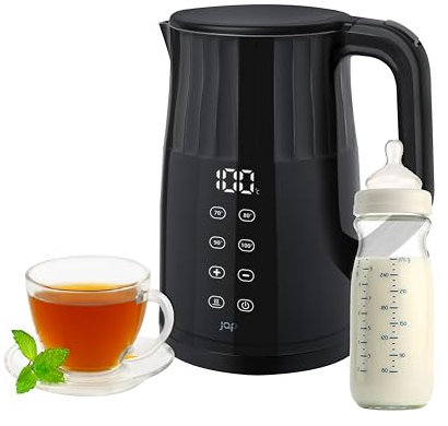 JAP Calidaqua Wasserkocher - Mit temperatureinstellung - 1.7L - Edelstahl - Kettle - Touchscreen-Bedienung - Teekocher elektrisch -Schwarz - Warmhaltefunktion - 40 °C bis 100 °C - 2200W