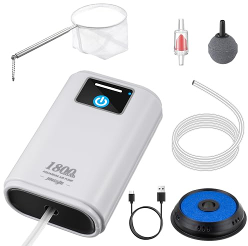 Feekoon Battery Powered Aquarium Air Pump Quiet, Portable Aerator Fish Tank Bubbler for 0-60 Gallon Live Bait Bucket Aerator with Accessories for Outdoor Fishing/Power Outages/Emergency