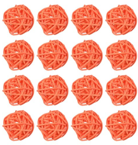 sourcing map 16 Pcs Wicker Rattan Balls 1.2 Inch Rattan Decorative Balls Vase Fillers for Wedding Party Centerpiece Bowls Home Decoration Orange