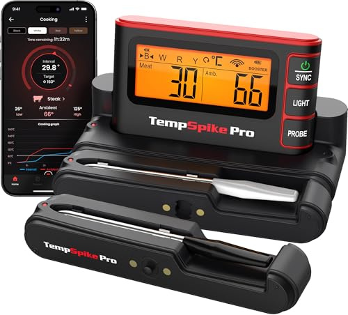 ThermoPro TempPro Bluetooth Wireless Meat Thermometer Digital, WiFi Unlimited Range, Detachable Thiner Meat Probe & Standalone Base, 565℃ Heat Resistance, Food Thermometer for Cooking Grill Smoker