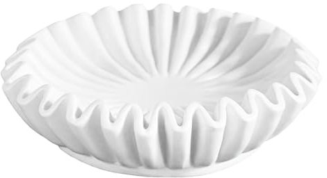 Ockyunoo Ciotola Scanalata con Volant, Ciotola per Frutta in Resina Anticata, Decorazione Ciotola con Volant, Ciotola Decorativa in Resina con Bordo Scanalato, per la Decorazione Della Casa