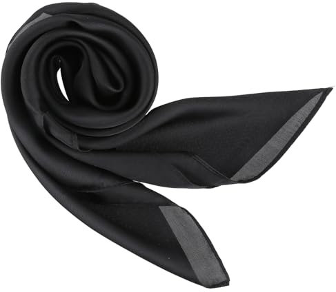 Ptwola 70 x 70 cm Große Quadratische Schals für Damen Seide Kopftuch Bandanas Silk Head Scarf Elegant Seidentuch Haartuch Halstuch Haarschmuck Accessoire Stirnband (Schwarz)