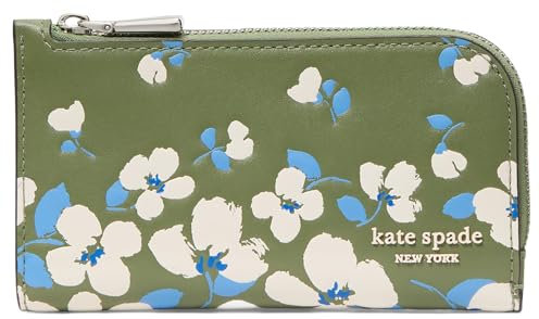kate spade new york Devin Painterly Bouquet Embossed Smooth Leather Small Slim Bifold Wallet, Cedar Stand Multi, Cedar Stand Multi, One Size