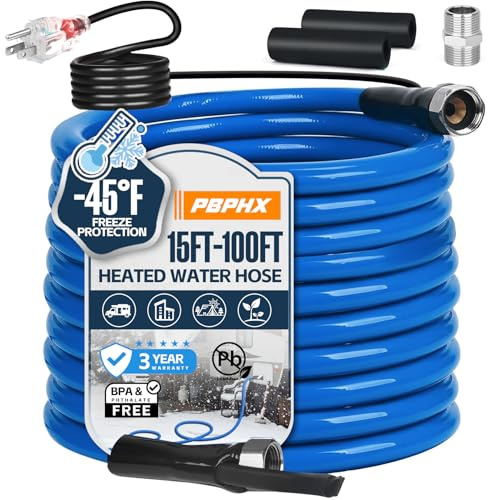 15FT Heated Water Hose for RV,-40°F Heated RV Water Hose for Garden, Camper