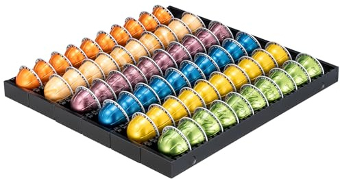 Porta cialde da caffè, inserto organizer per cassetto, porta cialde Nespresso, fai da te, magnetico, in metallo nero (6 confezioni)