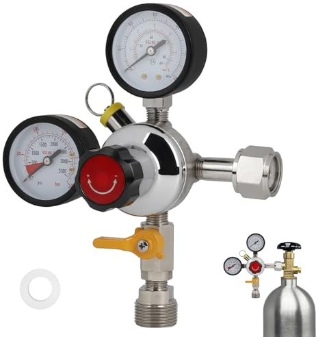 CPROSP Détendeur Bière Régulateur de Pression CO2, Double Manomètre W21,8 | Réducteur de Pression CO2 de Fût; Brassage de Bière; Tireuse à Bière; pour Distributeurs de Bière