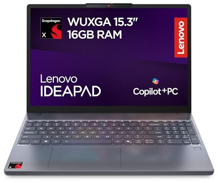 Lenovo IdeaPad Slim 3 Notebook 15,3” WUXGA (1920x1200), Snapdragon X X1-26-100, RAM 16 GB, 512 GB SSD, Grafica Integrata, WiFi 6E, Windows 11 Home - Luna Grey