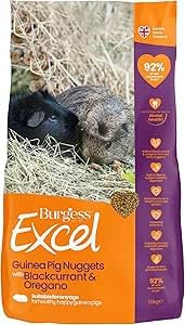 3 kg Burgess Excel Guinea Pig Food Blackcurrant & Oregano – Complete Balanced Nuggets for Healthy Digestion, Strong Immunity, Glossy Coat & Vitality – High Fiber with Vitamin C – Sold Loose