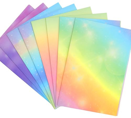Set di carta da regalo arcobaleno pastello 8 fogli 50 x 70 cm confezione regalo da sogno con glitter e fiocchi carta decorativa rosa per ragazze compleanno San Valentino matrimonio