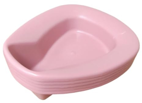 Deluxe Contoured Bedpan for Men and Women, Stackable, Portable Bed Pan for Bed-Bound Patients, Durable, Easy-to-Clean Plastic Bedpan for Hospital or Home Use (Pack of 4) (Rose)