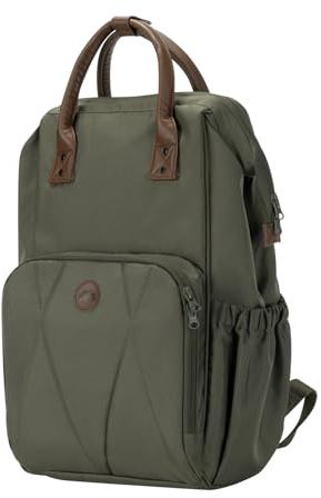 Bebeconfort Sac à Langer Bebe, avec Matelas à Langer Bebe, Sac à Dos pour Poussette à Grandes Poches, Poches Isothermes et Sangles de Fixation Poussette, Finitions en Cuir Elégantes, Mineral Green