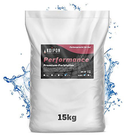 KOIPON Performance Koifutter Sommer für Farbe, schwimmend, 6% Spirulina, Teichfutter 3 oder 6 mm Pellets, Koifutter als Goldfischfutter geeignet (15kg (3mm Pellets))