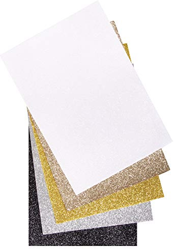 Rayher Láminas de fieltro con purpurina, 5 ud, tonos blanco, metalizado y negro, 21x30 cm, 53961000