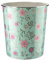Home Plus 7.7 Litre Quality Floral Design Lightweight Waste Paper Basket Bin (Vintage Floral Jade Green & Silver)