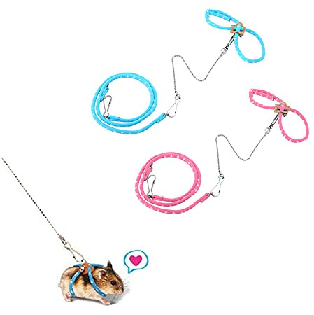 SALUTUYA Laisse de Harnais de Petit Animal, Corde de Traction d'écureuil Harnais réglable de Hamster léger pour Le hérisson d'écureuil de Planeur de Sucre (Rose)